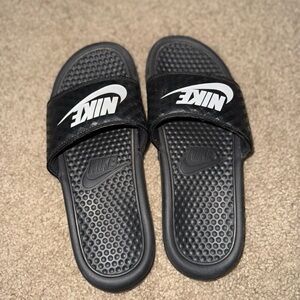 Nike Black and White Slide Sandals